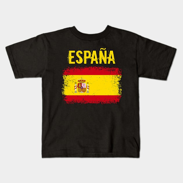 España Spain Spanish Grunge Flag Kids T-Shirt by Foxxy Merch